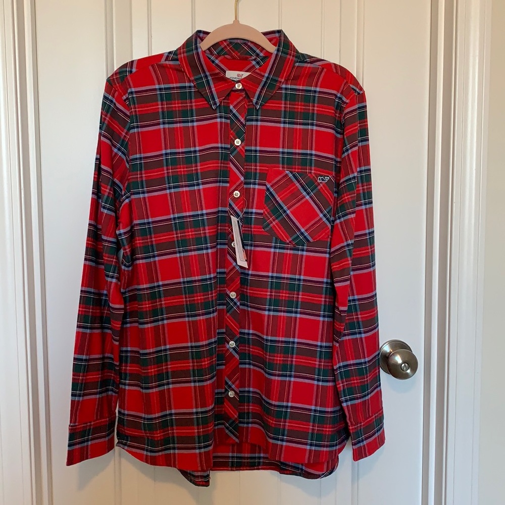 Vineyard Vines Red/Green Tartan Plaid Button Down Shirt